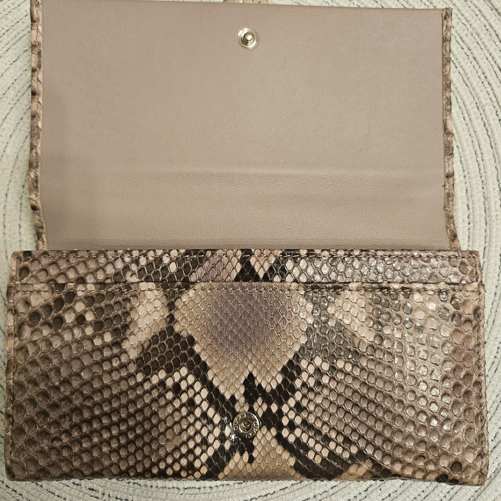 Gucci Python Continental Wallet w/ Crystal GG Log… - image 3